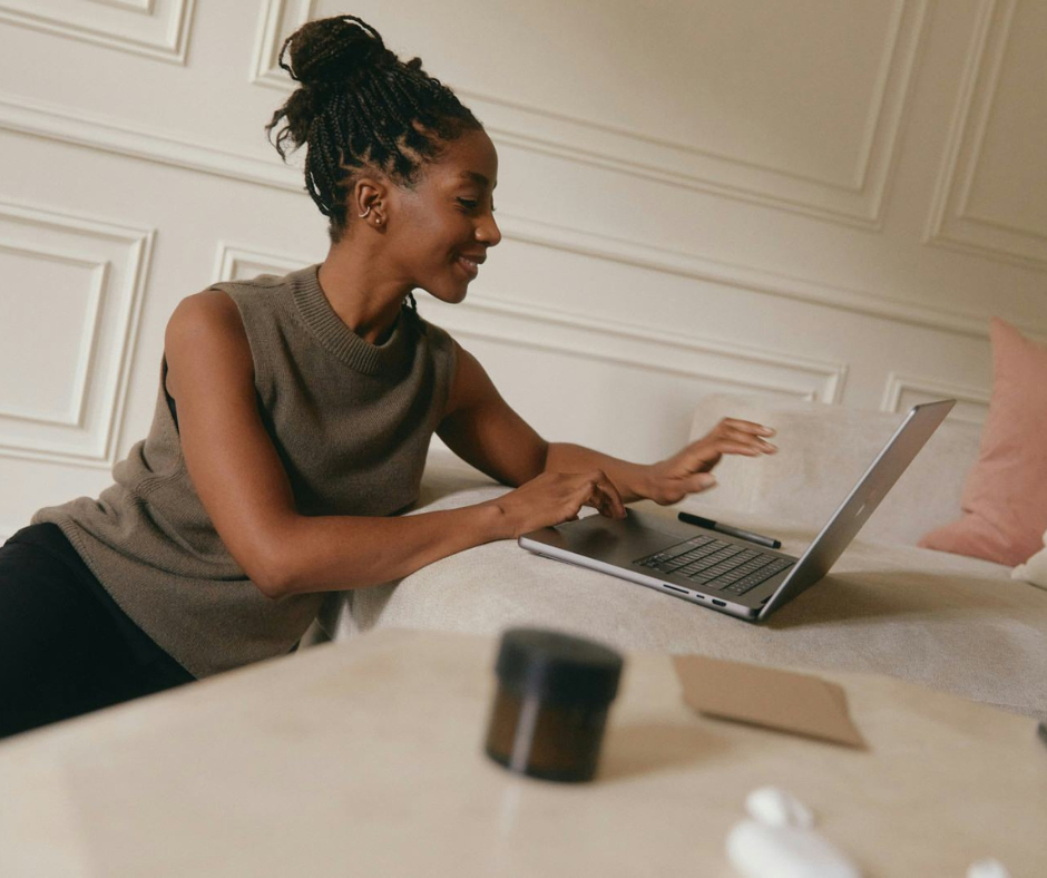 Woman working on her laptop